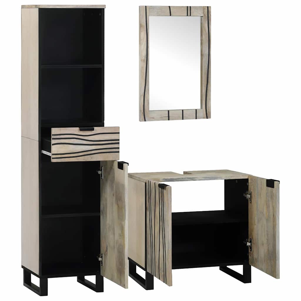 Bathroom Furniture Set with Drawer 3 pcs White Engineered Wood
