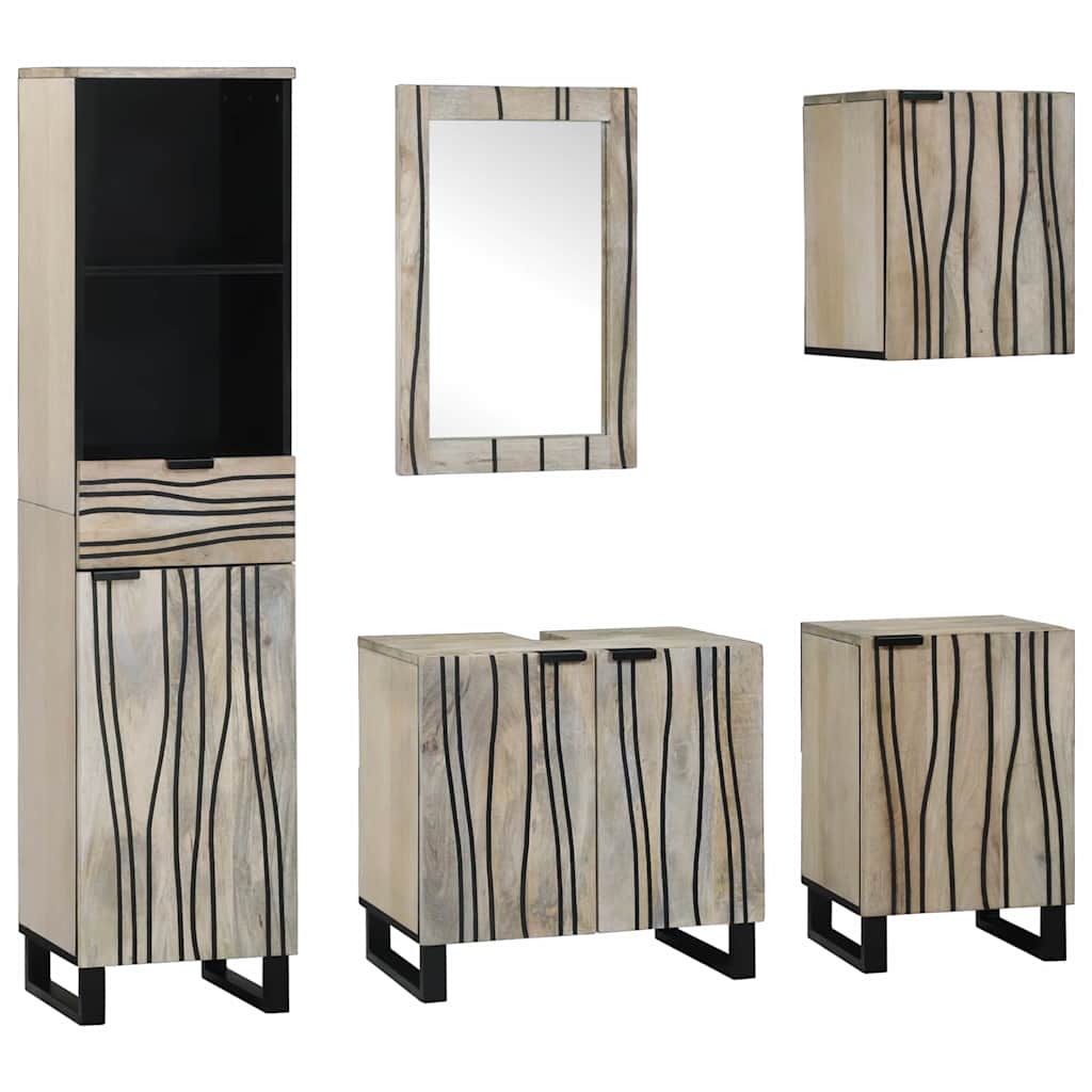Bathroom Furniture Set 5 pcs Walnut Brown Engineered Wood