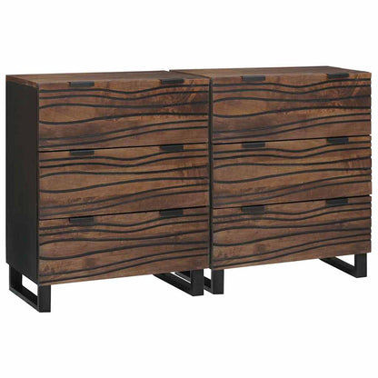 Sideboard Set 2 pcs Walnut 120 x 33.5 x 75 cm Solid Mango Wood