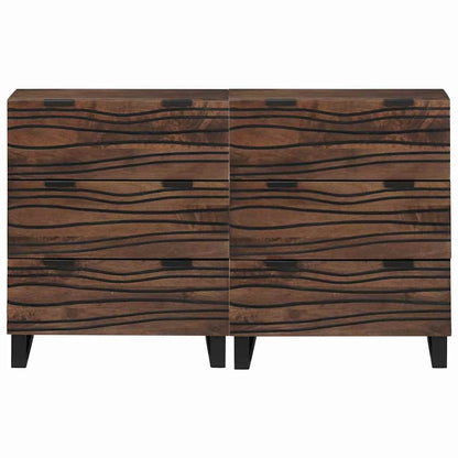 Sideboard Set 2 pcs Walnut 120 x 33.5 x 75 cm Solid Mango Wood