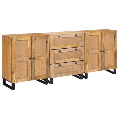 Sideboard 3 pcs Brown 180 x 33 x 75 cm Solid Mango Wood