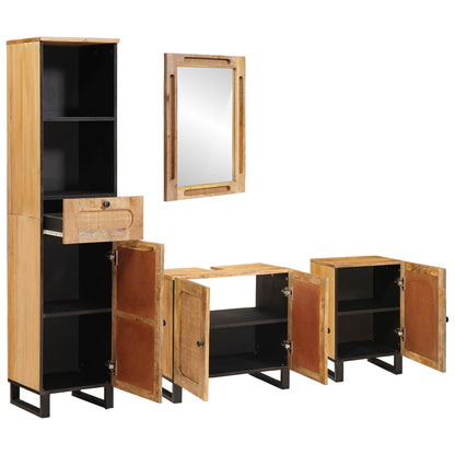 Bathroom Sets with Drawer with Shelf Natural Solid Mango Wood