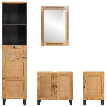 Bathroom Sets with Drawer with Shelf Natural Solid Mango Wood