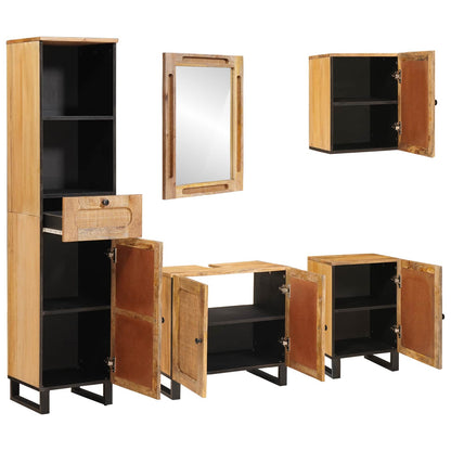 Bathroom Sets with Drawer with Shelf Natural Solid Mango Wood