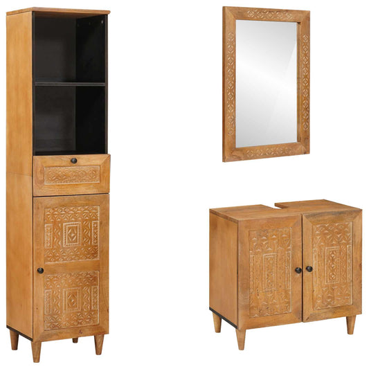 Bathroom Furniture Set 3 pcs Brown Engineered Wood
