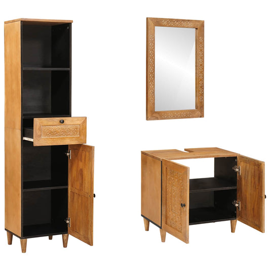 Bathroom Furniture Set 3 pcs Brown Engineered Wood