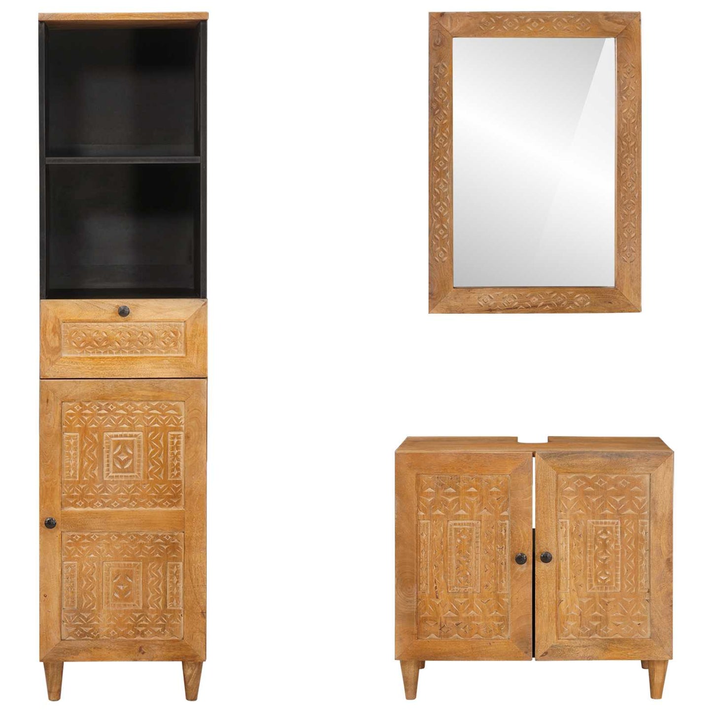 Bathroom Furniture Set with Drawer 3 pcs Brown Engineered Wood