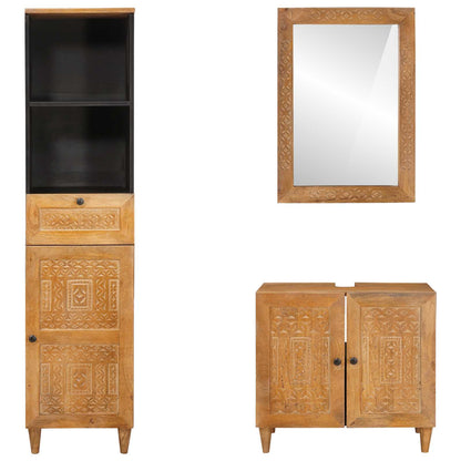 Bathroom Furniture Set with Drawer 3 pcs Brown Engineered Wood