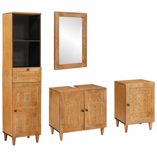 Bathroom Furniture Set 4 pcs Brown Engineered Wood