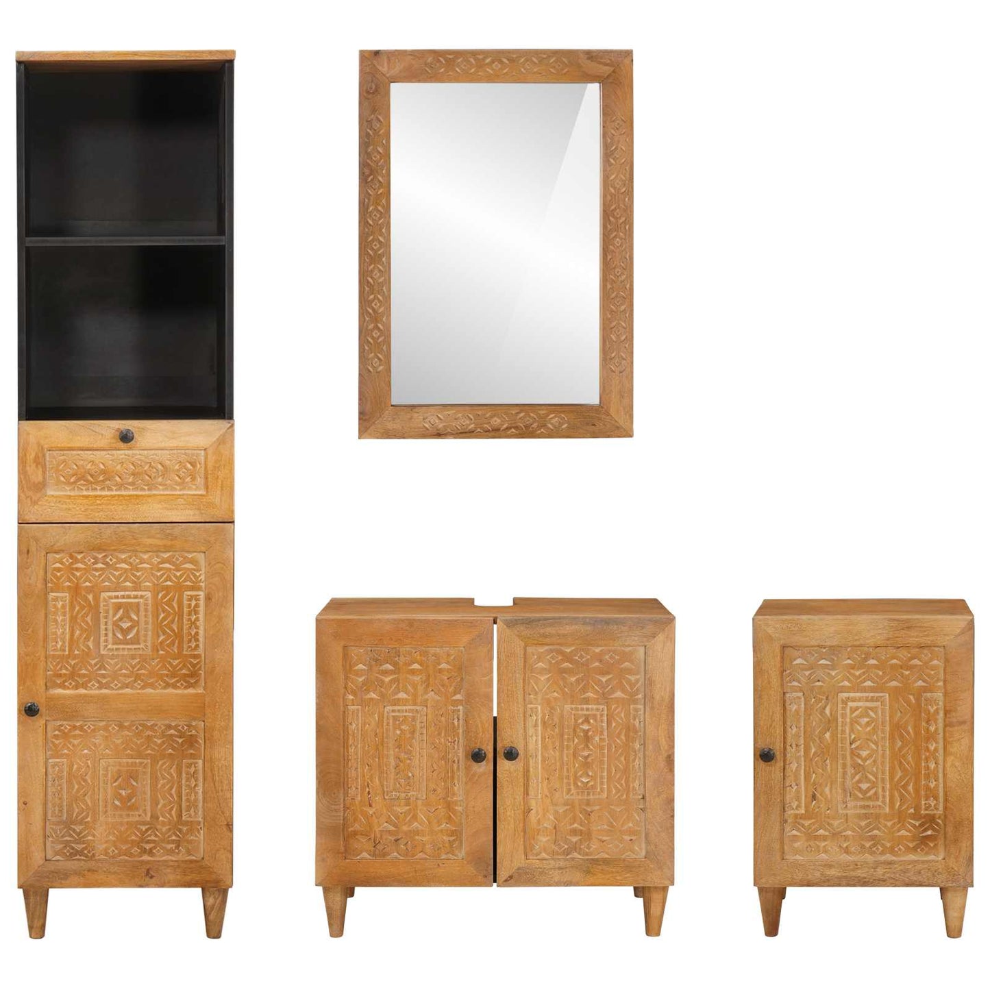 Bathroom Furniture Set with Drawer 4 pcs Brown Engineered Wood