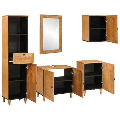 Bathroom Furniture Set with Drawer 5 pcs Brown Engineered Wood