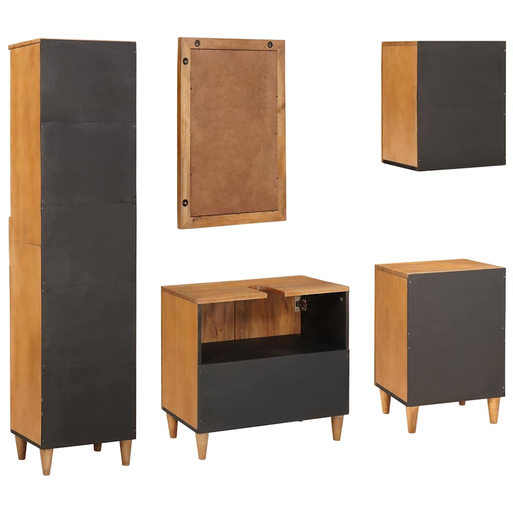 Bathroom Furniture Set with Drawer 5 pcs Brown Engineered Wood