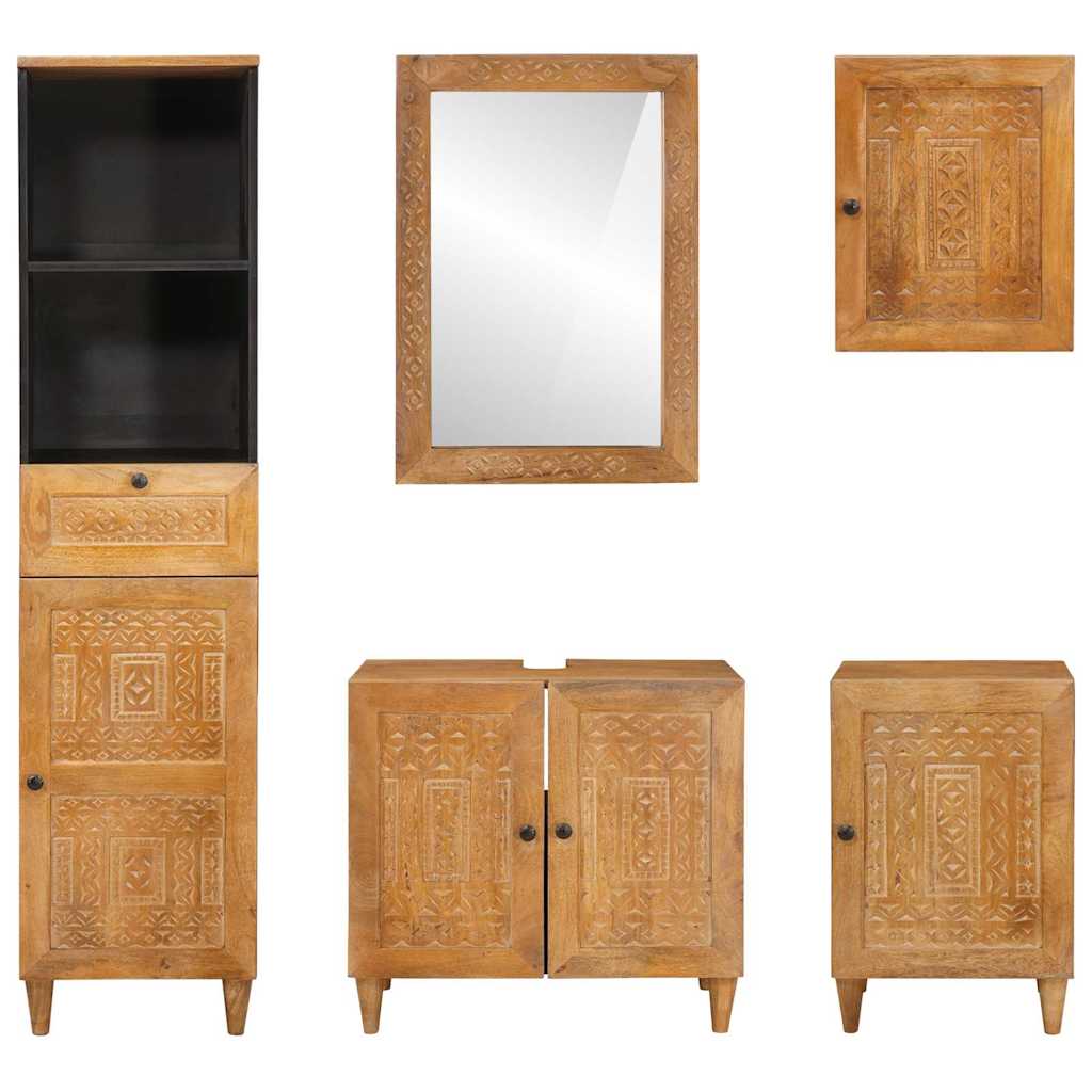 Bathroom Furniture Set with Drawer 5 pcs Brown Engineered Wood