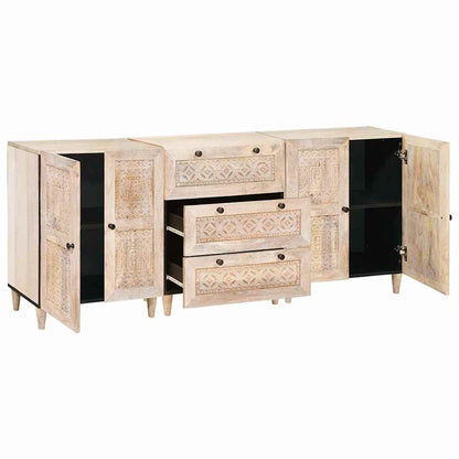 Sideboard 3 pcs White 180 x 33.5 x 75 cm Solid mango wood