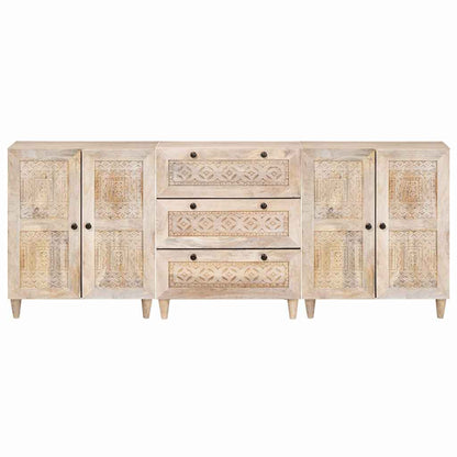 Sideboard 3 pcs White 180 x 33.5 x 75 cm Solid mango wood