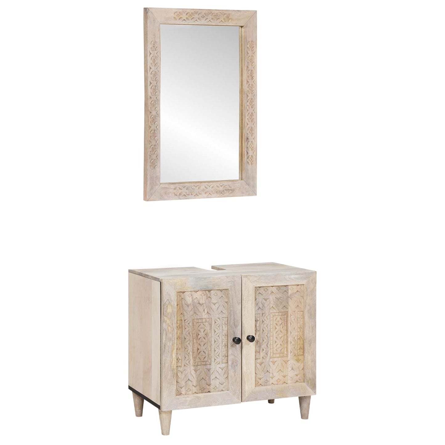 Bathroom Furniture Set with Shelf 2 pcs White Engineered Wood