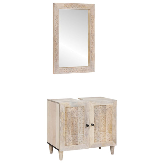 Bathroom Furniture Set 2 pcs White Engineered Wood
