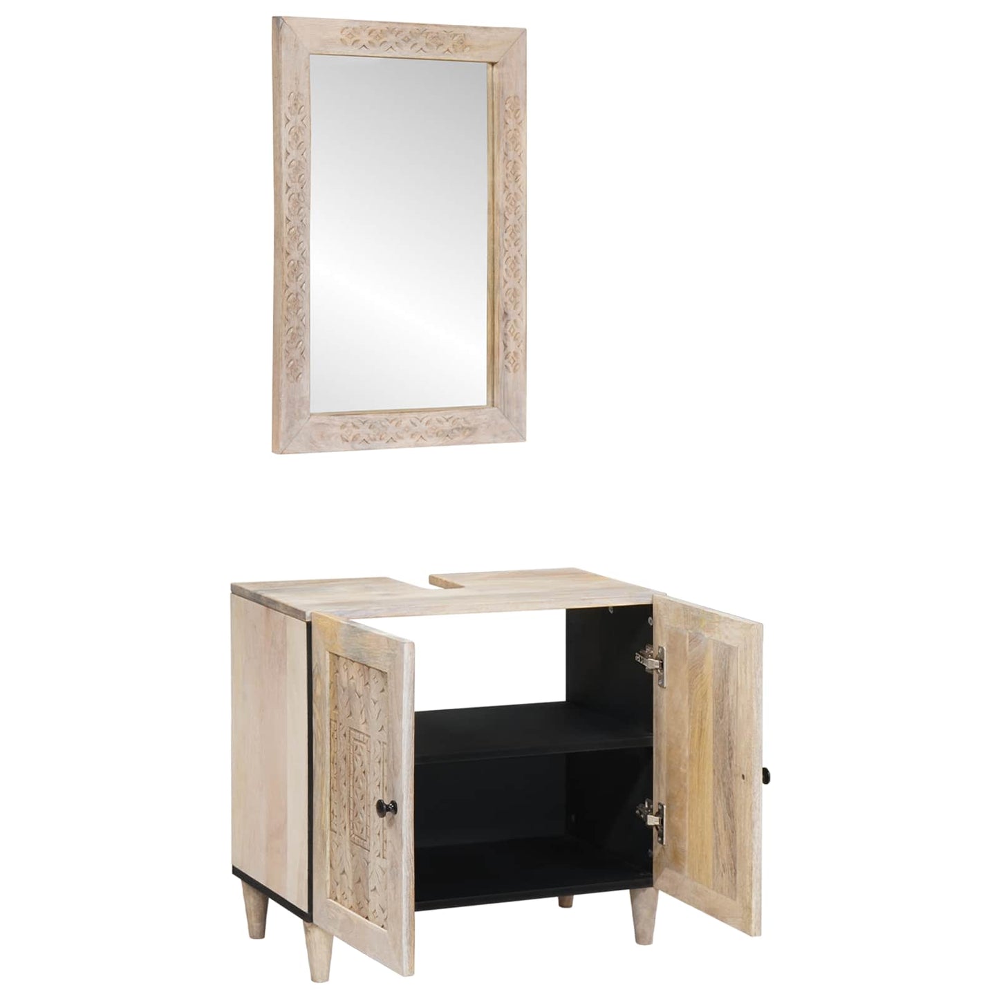 Bathroom Furniture Set with Shelf 2 pcs White Engineered Wood
