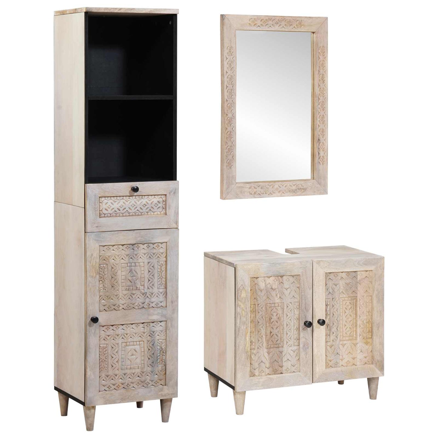 Bathroom Furniture Set with Drawer 3 pcs White Engineered Wood