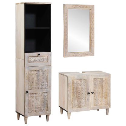 Bathroom Furniture Set with Drawer 3 pcs White Engineered Wood