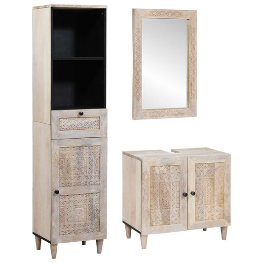 Bathroom Furniture Set 3 pcs White Engineered Wood