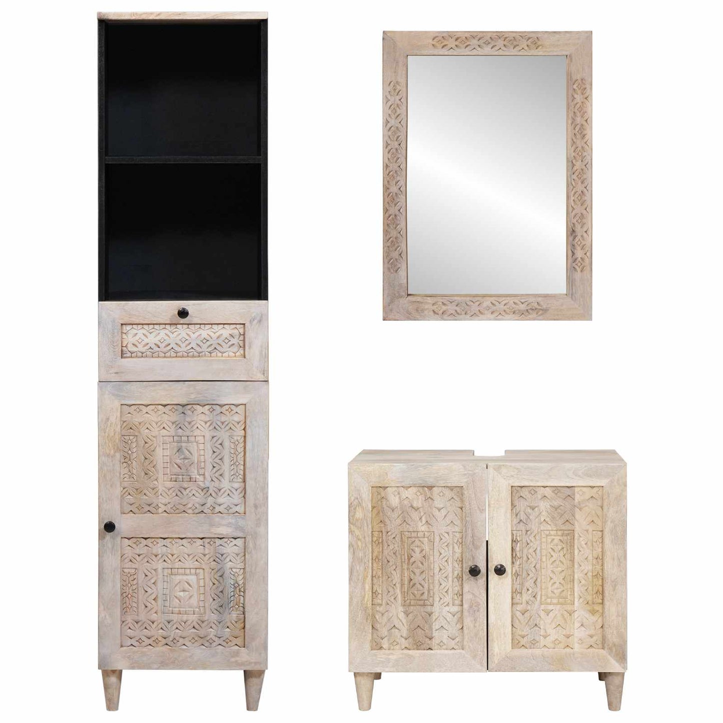 Bathroom Furniture Set with Drawer 3 pcs White Engineered Wood