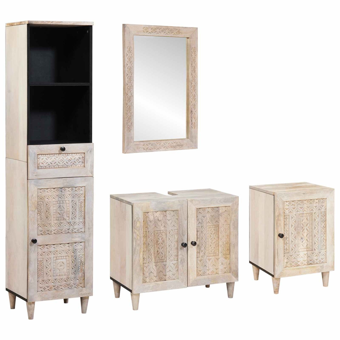 Bathroom Furniture Set with Drawer 4 pcs White Engineered Wood