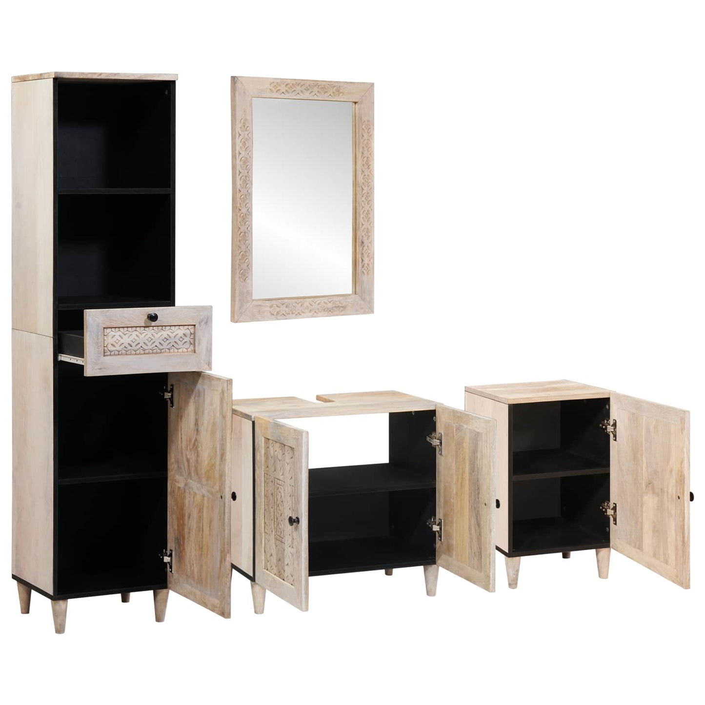 Bathroom Furniture Set with Drawer 4 pcs White Engineered Wood