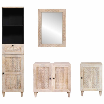 Bathroom Furniture Set with Drawer 4 pcs White Engineered Wood