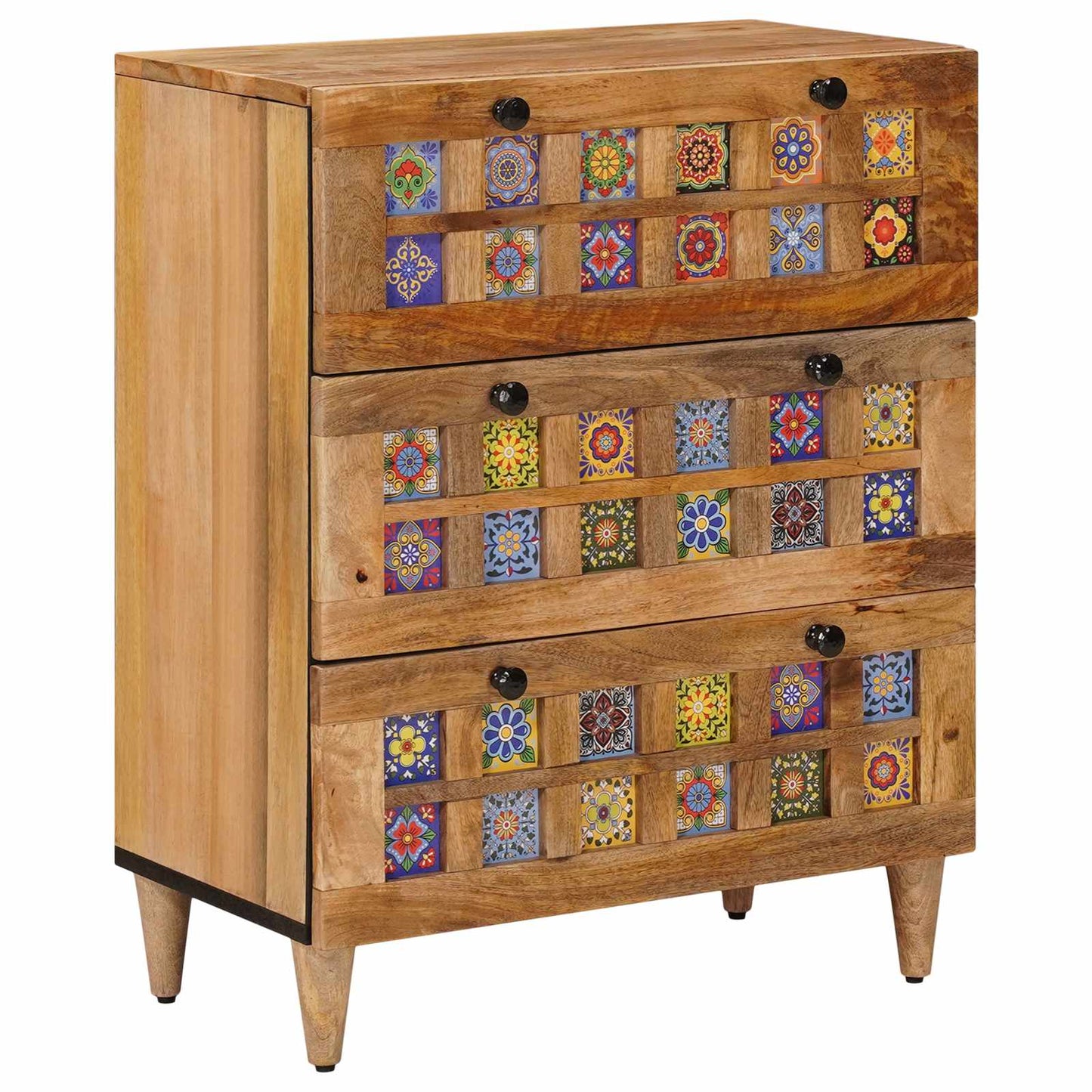 Sideboard 3 pcs Natural 60 x 33.5 x 75 cm Solid Mango Wood