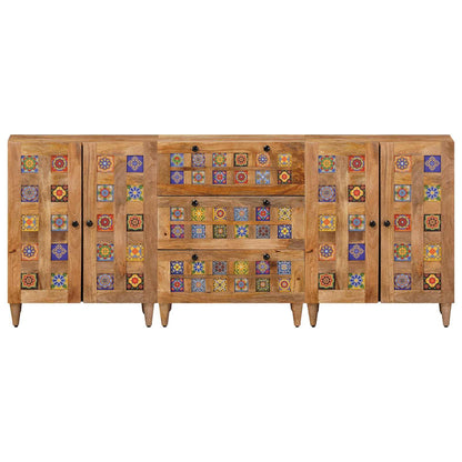 Sideboard 3 pcs Natural 60 x 33.5 x 75 cm Solid Mango Wood