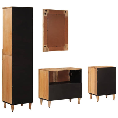 Bathroom Furniture Set with Door 4 pcs Natural Solid Mango Wood