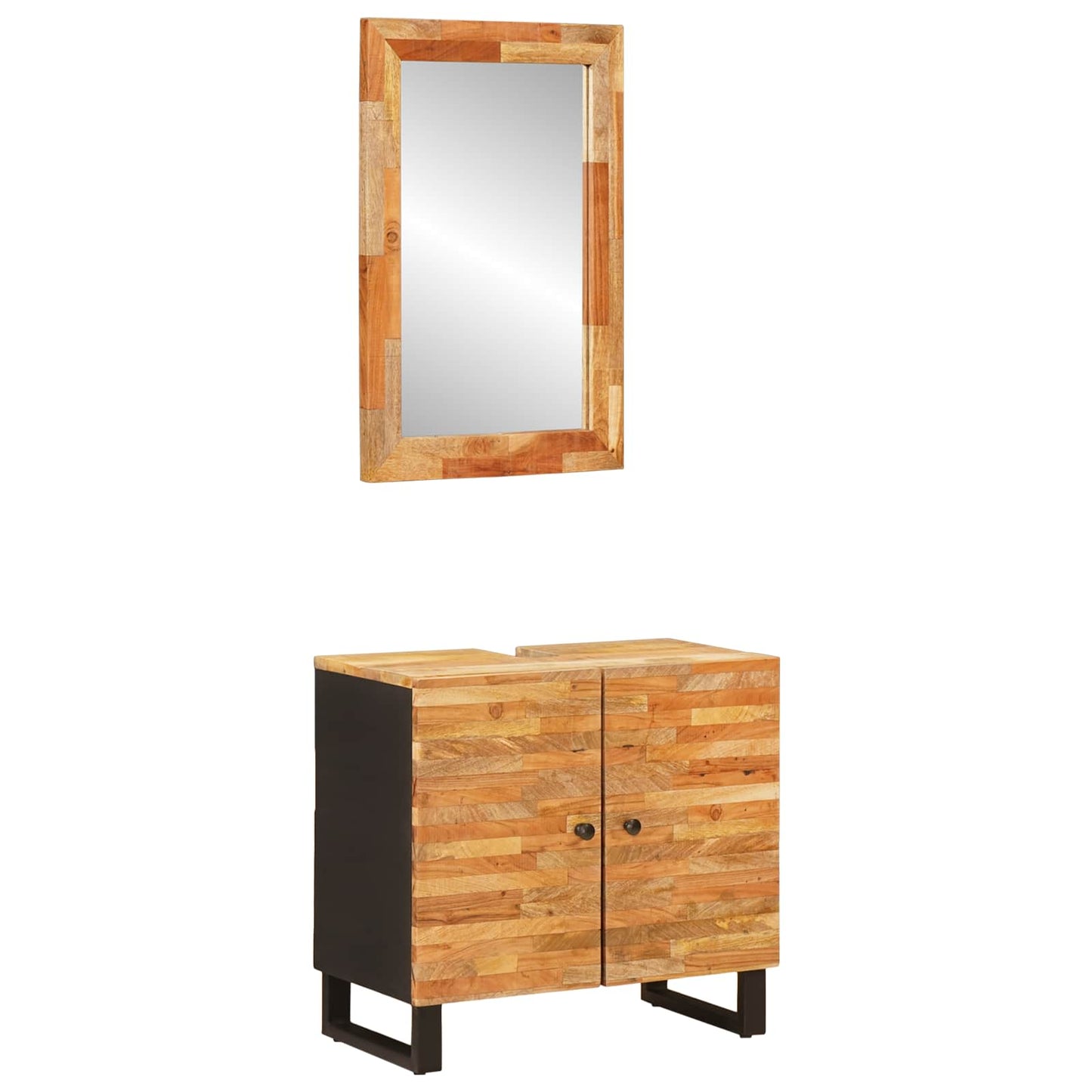 Bathroom Sets with Storage 2 pcs Natural Solid Mango Wood