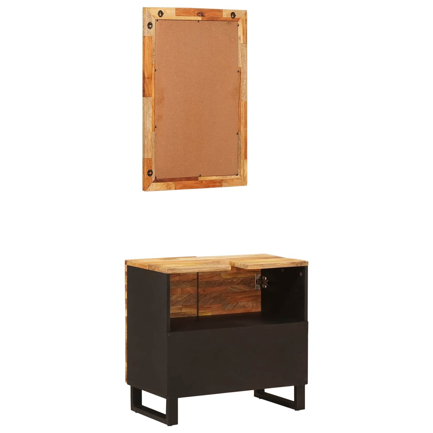 Bathroom Sets with Storage 2 pcs Natural Solid Mango Wood