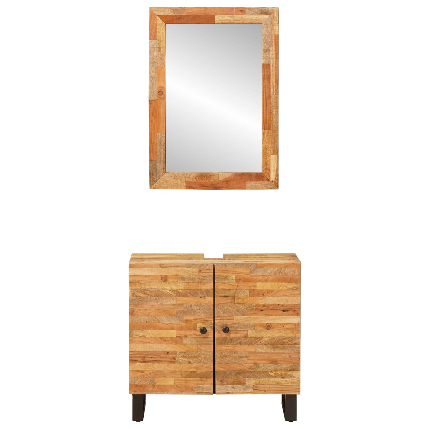 Bathroom Sets with Storage 2 pcs Natural Solid Mango Wood