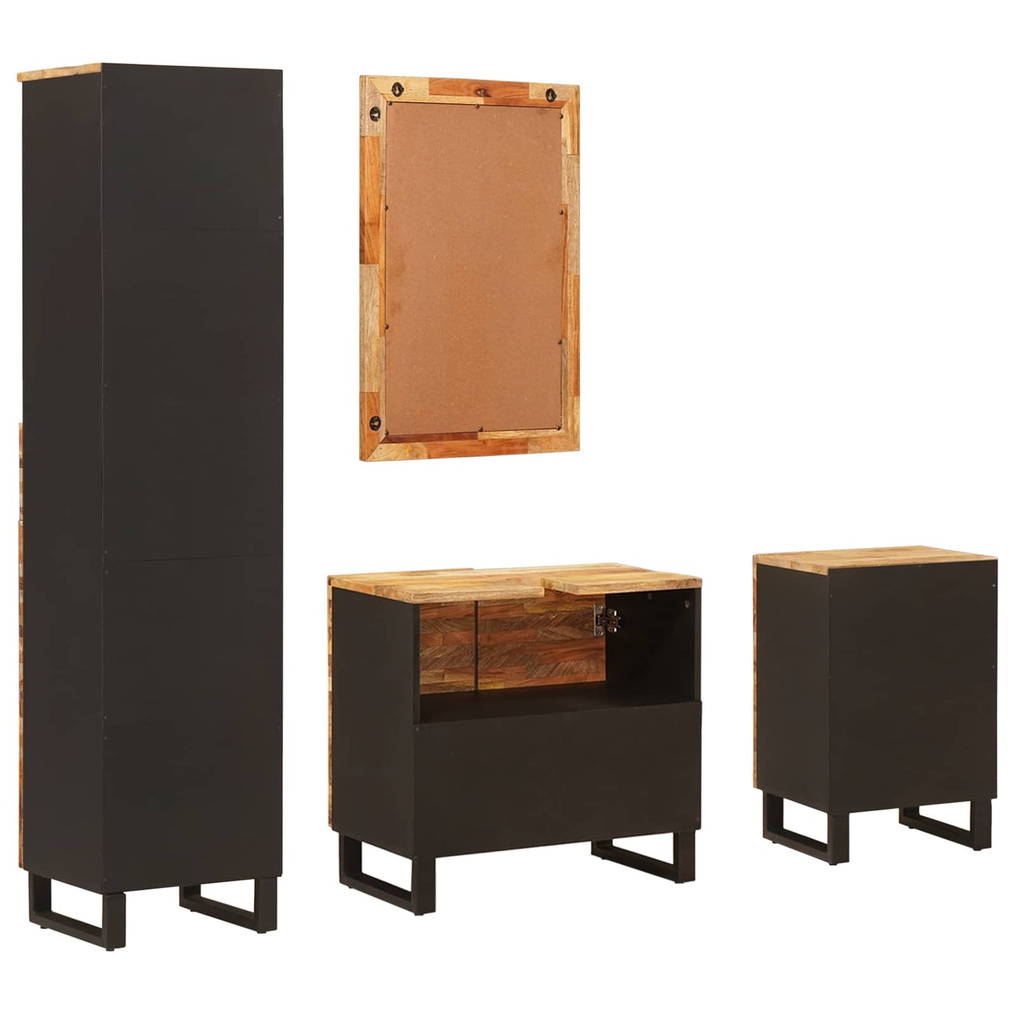 Bathroom Sets with Drawer with Shelf Natural Solid Mango Wood