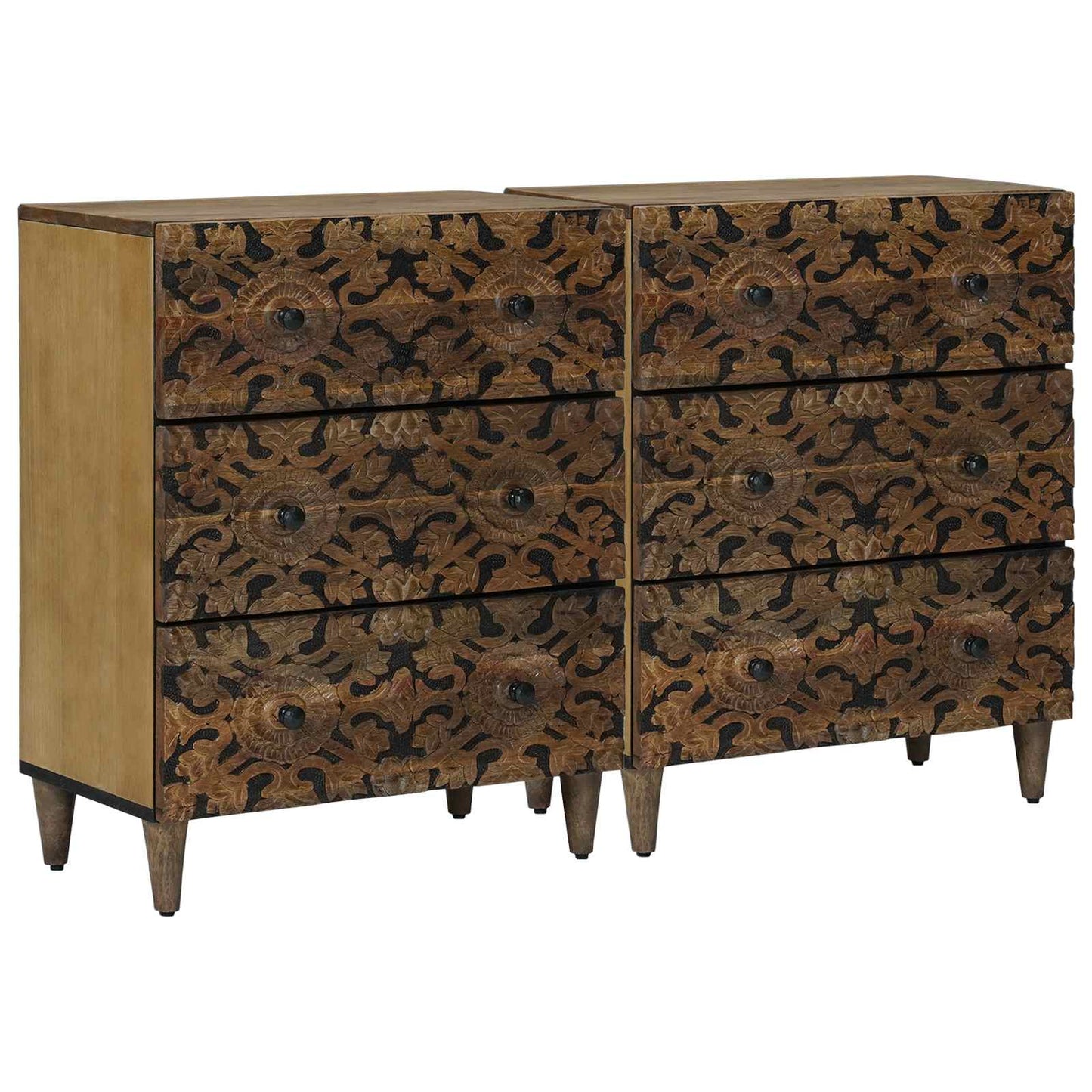 Sideboard 2 pcs Brown 60 x 33.5 x 75 cm Solid Mango Wood