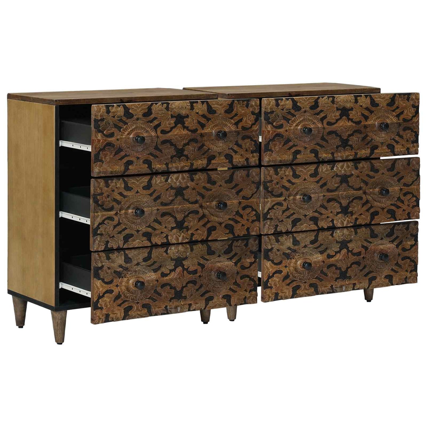 Sideboard 2 pcs Brown 60 x 33.5 x 75 cm Solid Mango Wood