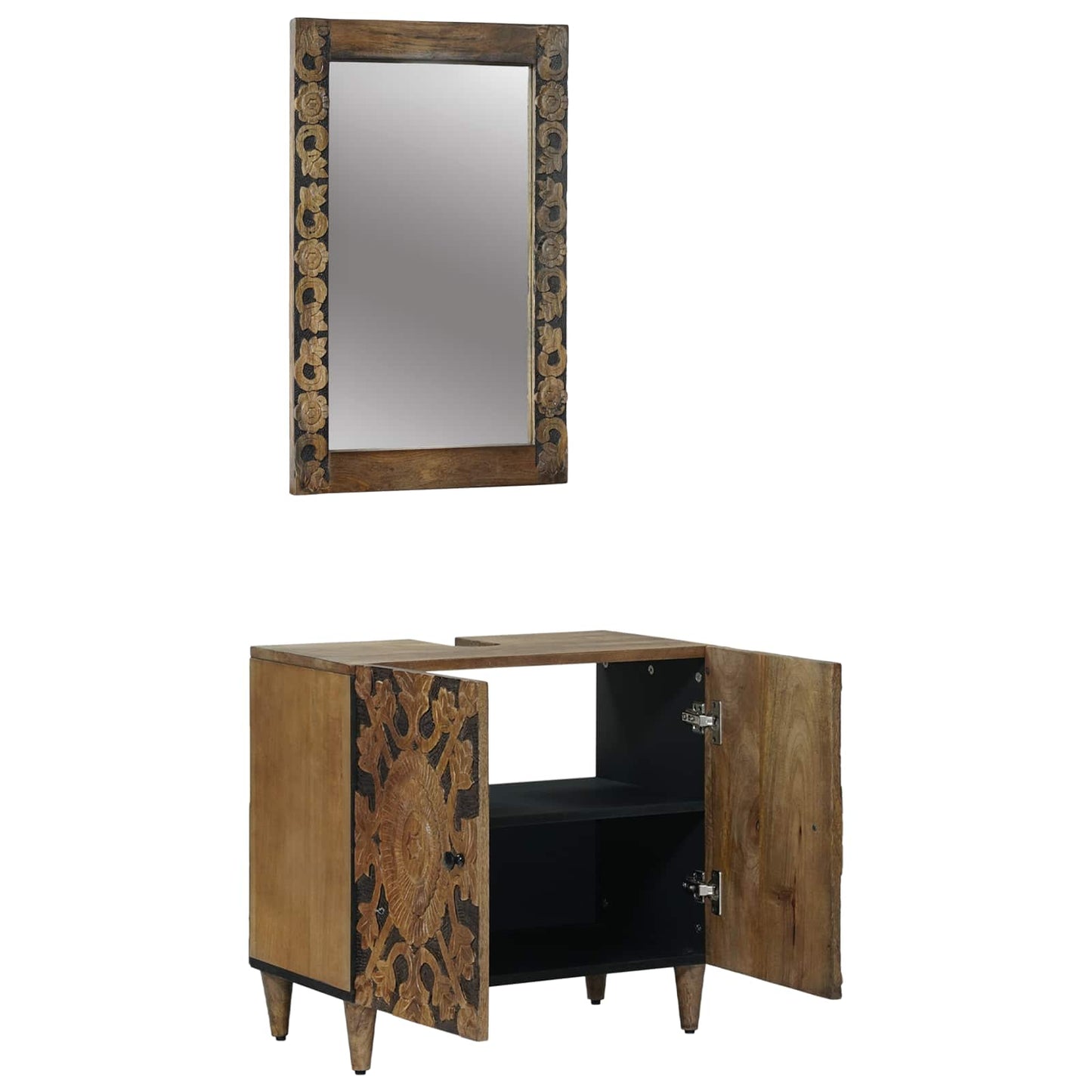 Bathroom Furniture Set with Door 2 pcs Brown Solid Mango Wood