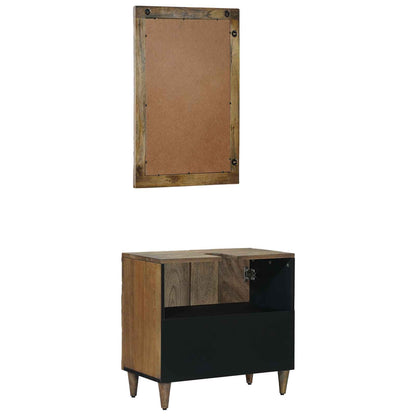 Bathroom Furniture Set with Door 2 pcs Brown Solid Mango Wood
