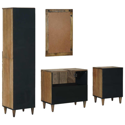 Bathroom Furniture Set with Drawer 4 pcs Brown Solid Mango Wood
