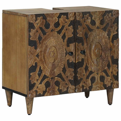 Bathroom Furniture Set with Drawer 5 pcs Brown Solid Mango Wood