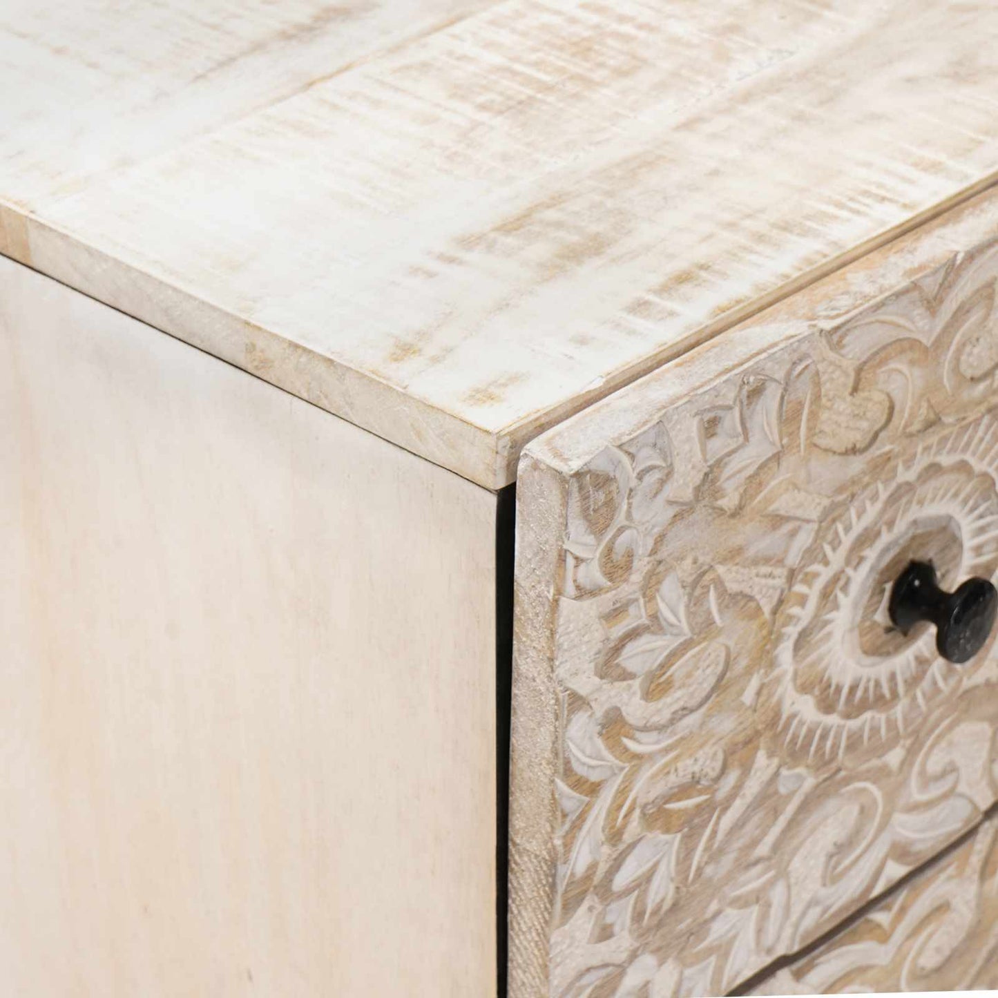 Bathroom Furniture Set with Drawer 5 pcs White Solid Mango Wood