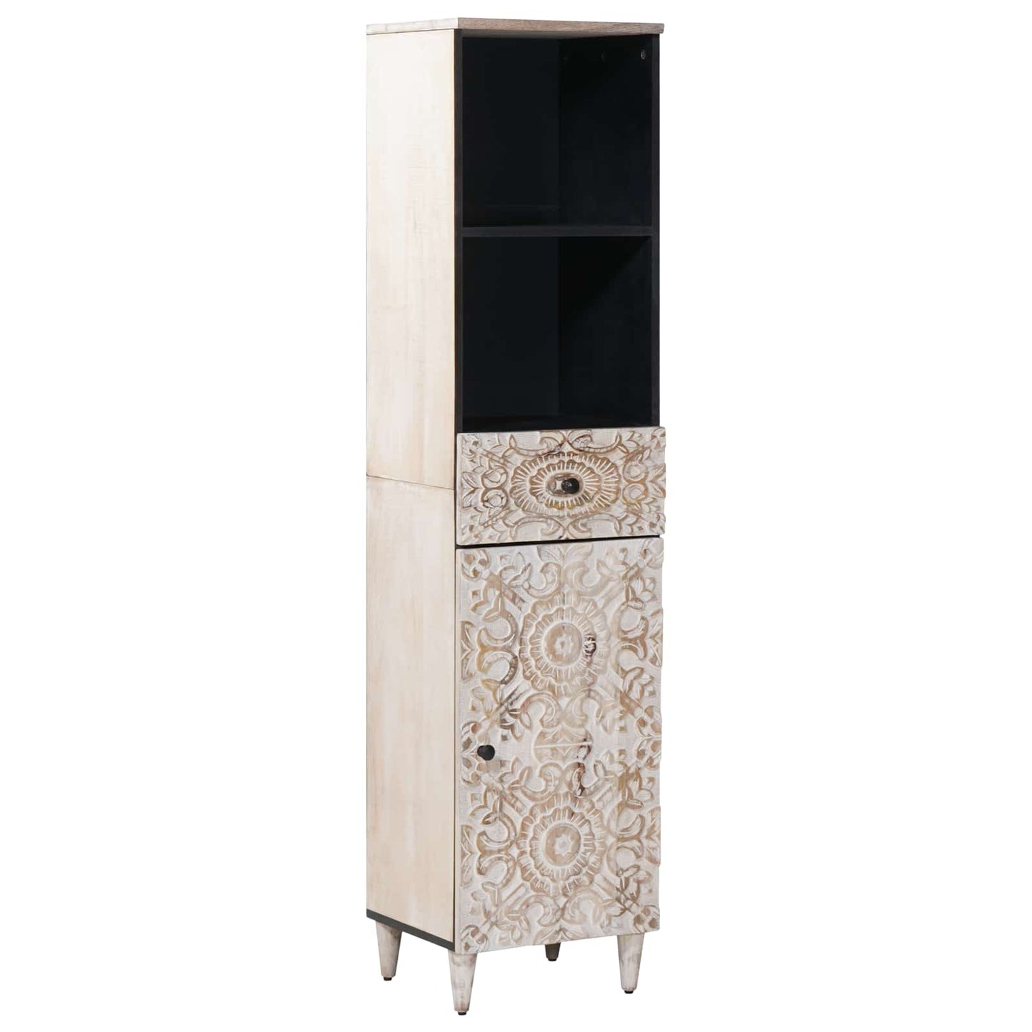 Bathroom Furniture Set with Drawer 5 pcs White Solid Mango Wood