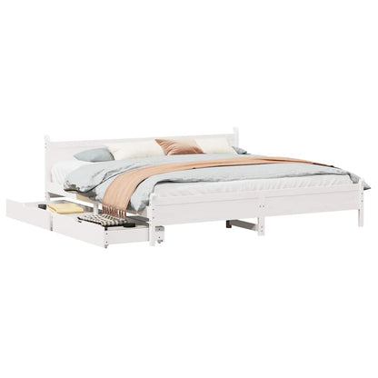 Bed Frame without Mattress White 180x200 cm Super King Solid Wood Pine