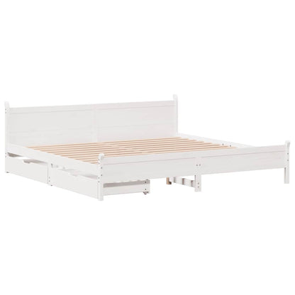 Bed Frame without Mattress White 180x200 cm Super King Solid Wood Pine