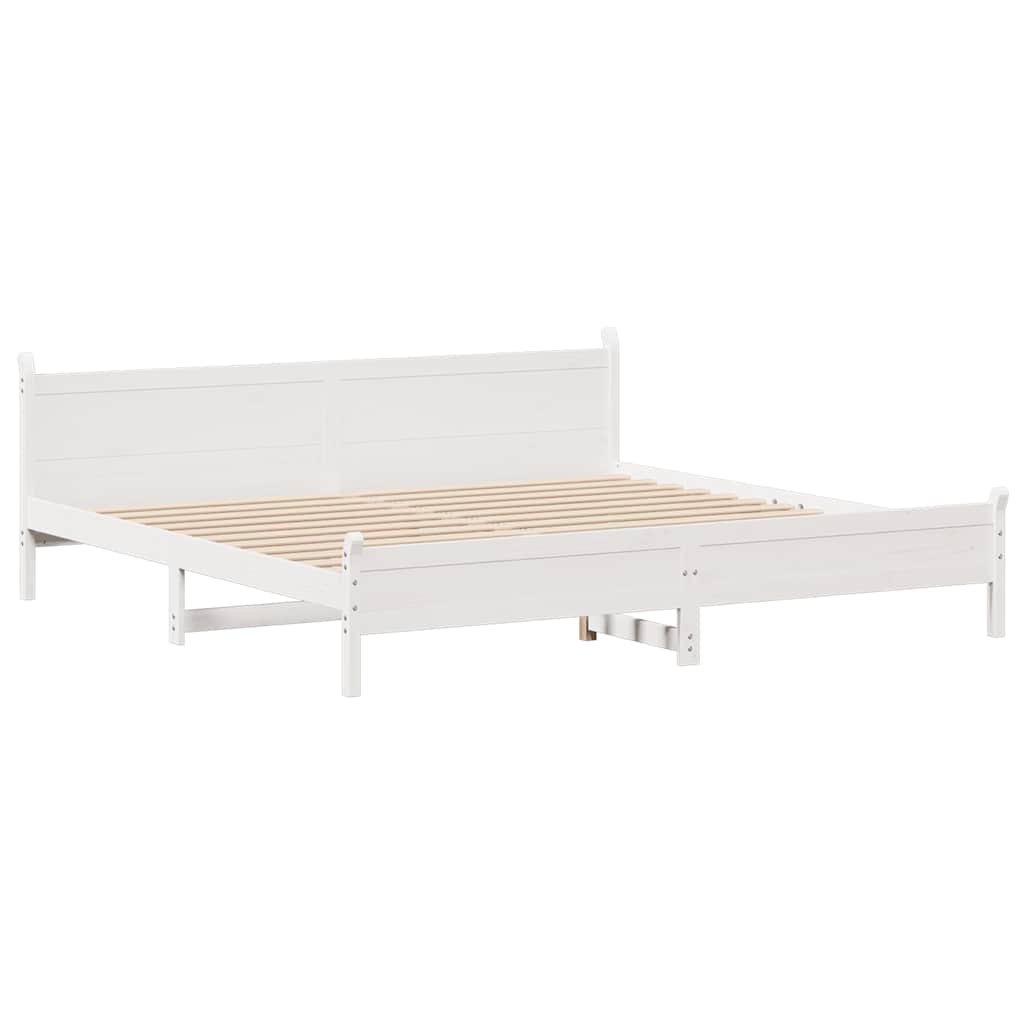 Bed Frame without Mattress White 180x200 cm Super King Solid Wood Pine