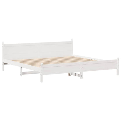 Bed Frame without Mattress White 180x200 cm Super King Solid Wood Pine