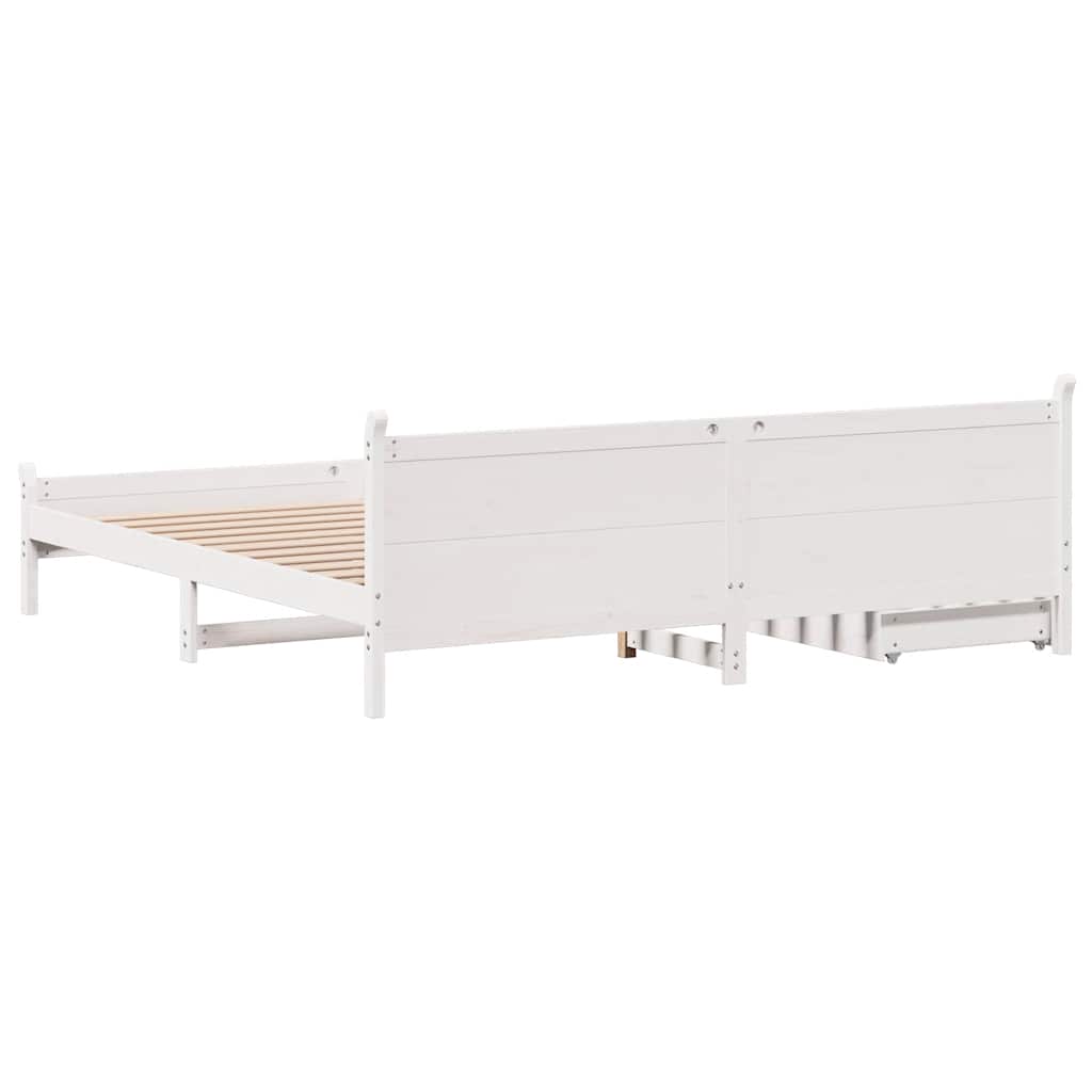 Bed Frame without Mattress White 180x200 cm Super King Solid Wood Pine