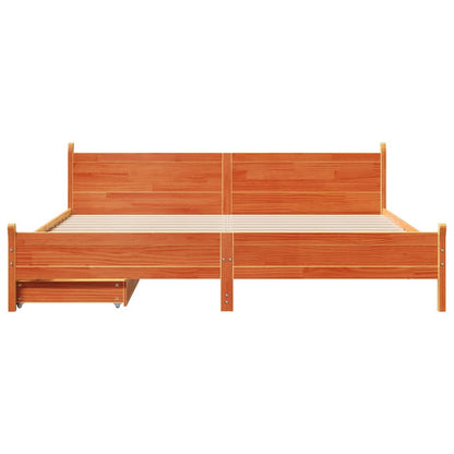 Bed Frame without Mattress Wax Brown 180x200 cm Super King Solid Wood Pine